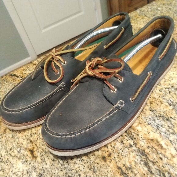 Sperry Gold Cup Tops-Sider Leather Navy Blue Boat Shoes STS15803 Men's Sz 14 M - Picture 1 of 13